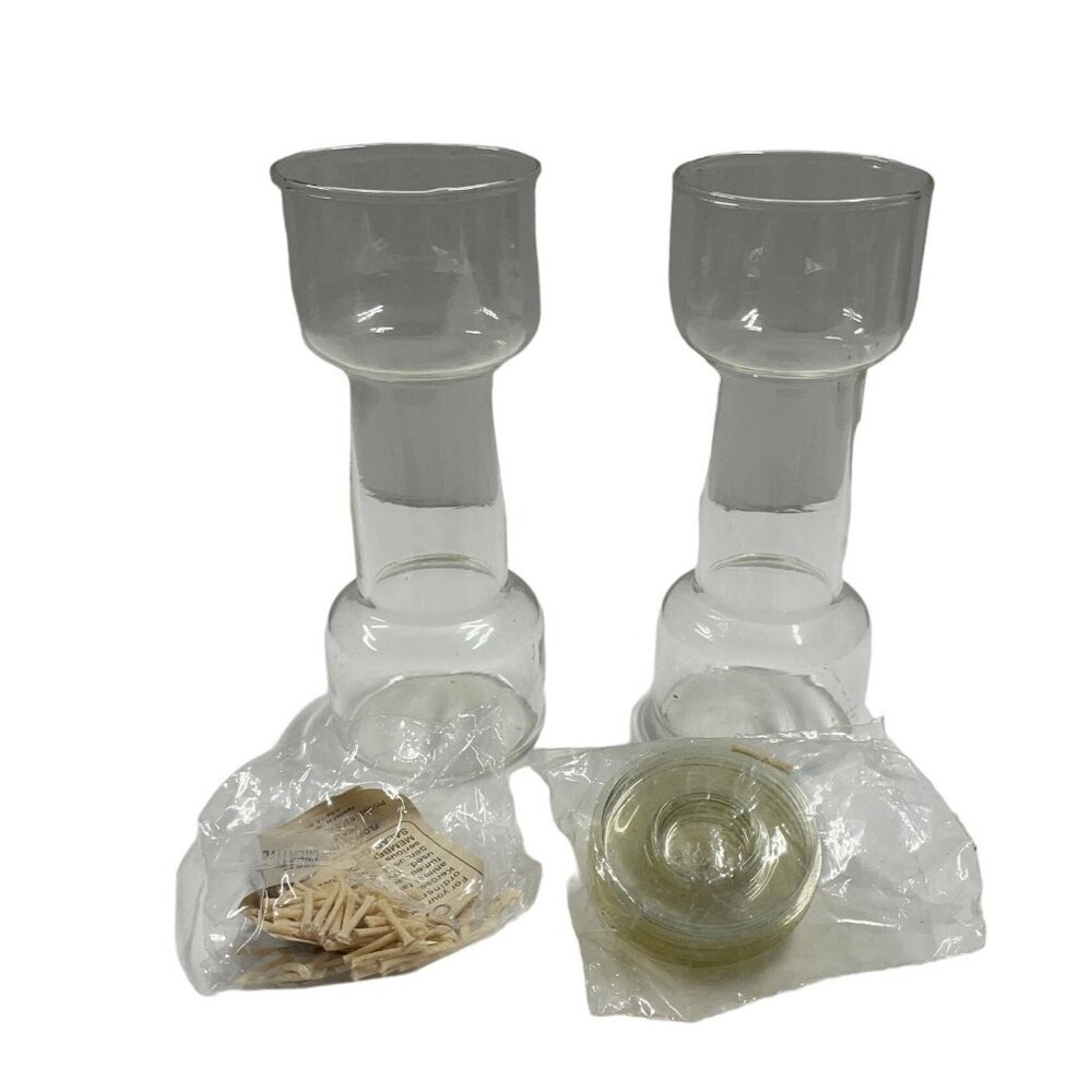 CORNING Vintage PAIR Of PYREX Tall FLOATING UN-CANDLE Lot 1970s‎